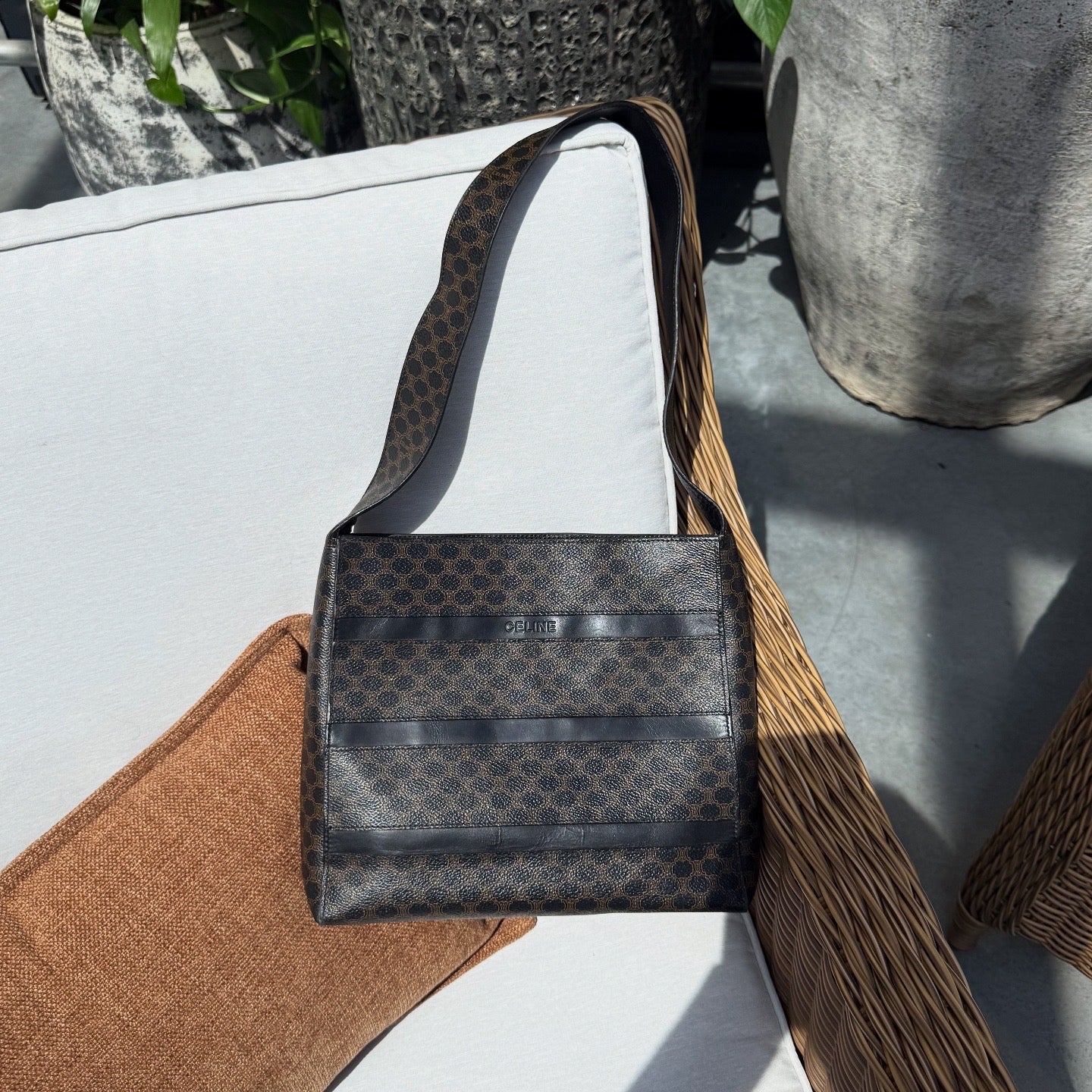 Celine Macadam Coated Canvas Shoulder Bag