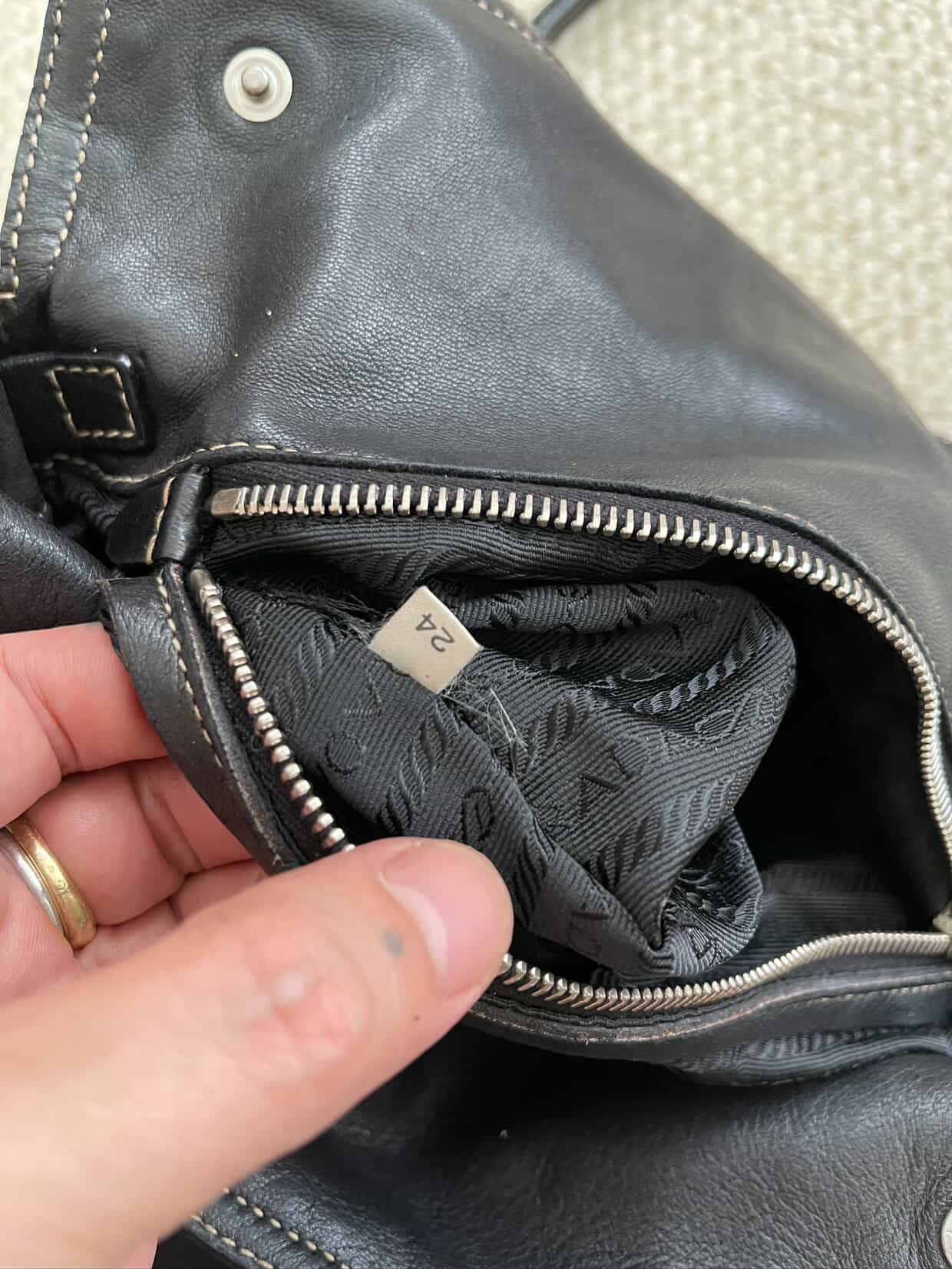 PRADA Vintage Black Tessuto Nylon Leather Satchel Handbag