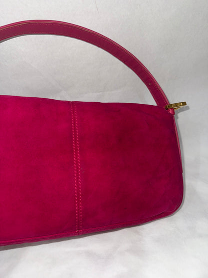 Fendi Suede Baguette Fuchsia Handbag