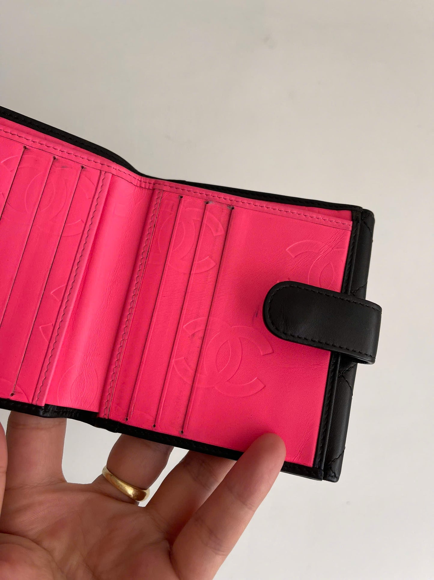 Chanel Cambon Compact Wallet Purse Black