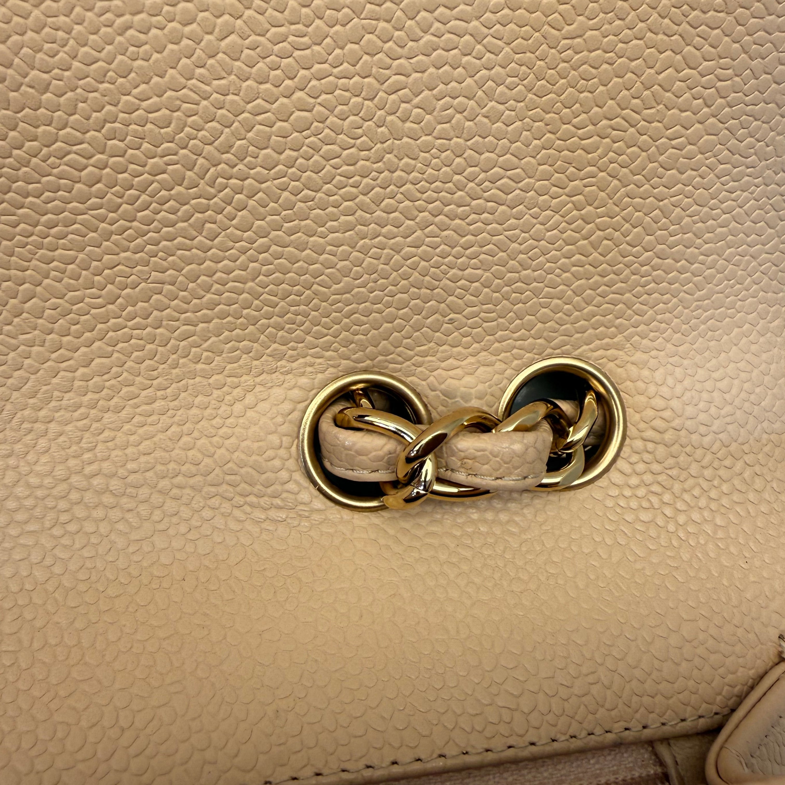 Chanel Classic Flap Jumbo Beige Caviar Bag