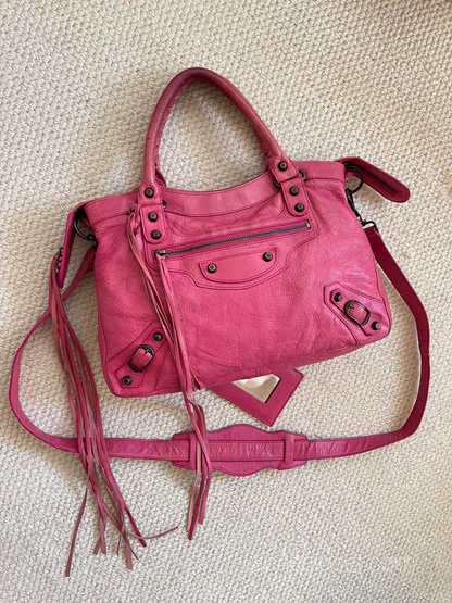 Balenciaga City Baby Pink Leather Handbag
