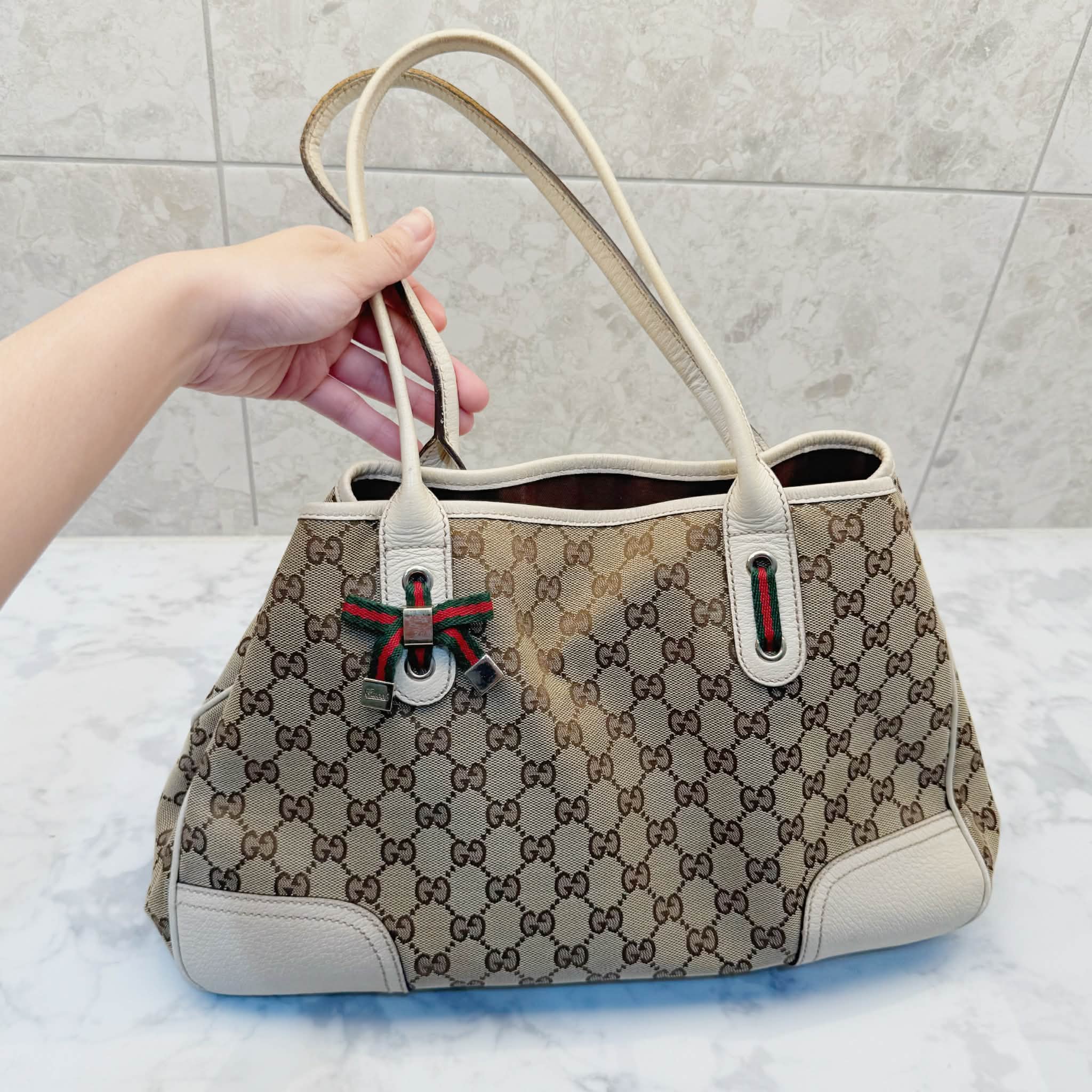 Gucci Brown Monogram Canvas Princy Sherry GG Tote Bag