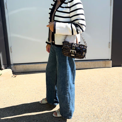 Prada Multicolor Plaid Wool Small Evening Bag