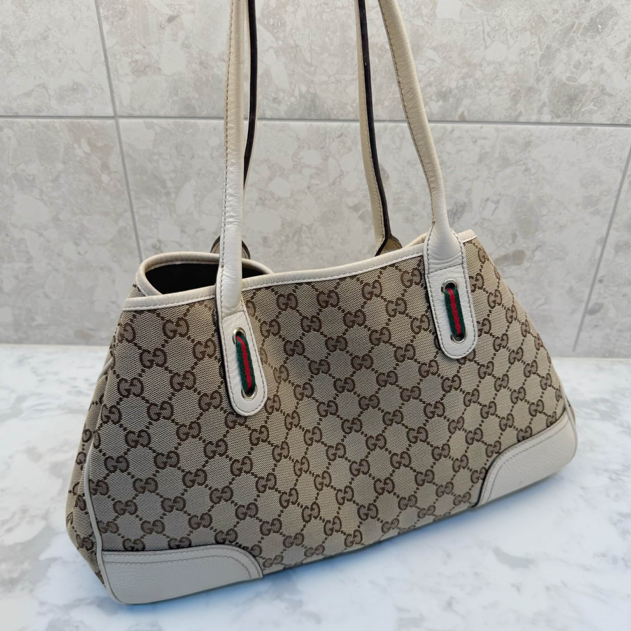 Gucci Brown Monogram Canvas Princy Sherry GG Tote Bag