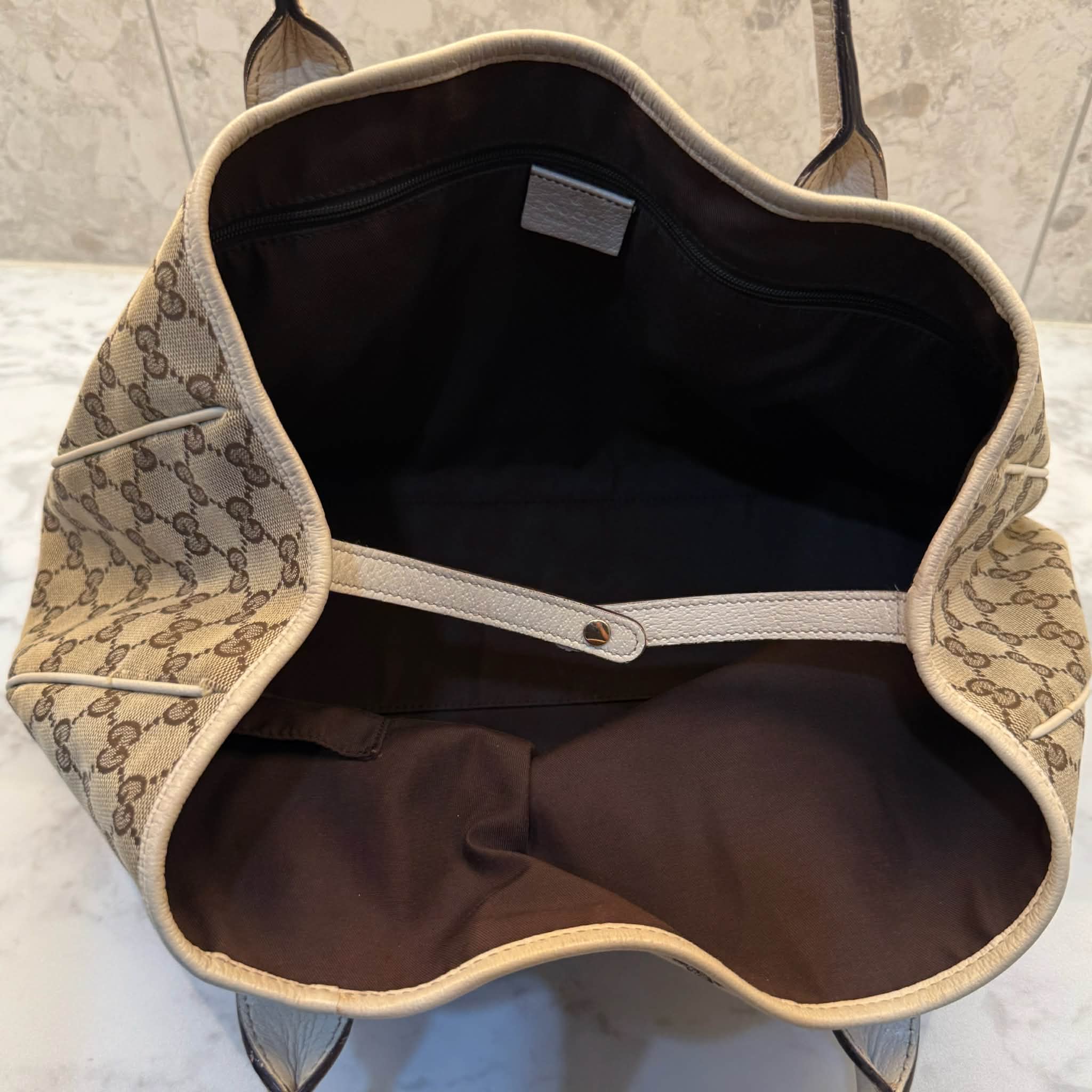 Gucci Brown Monogram Canvas Princy Sherry GG Tote Bag