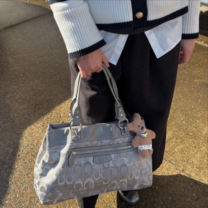 Coach Penelope Gray Signature Jacquard/Patent Leather Bag