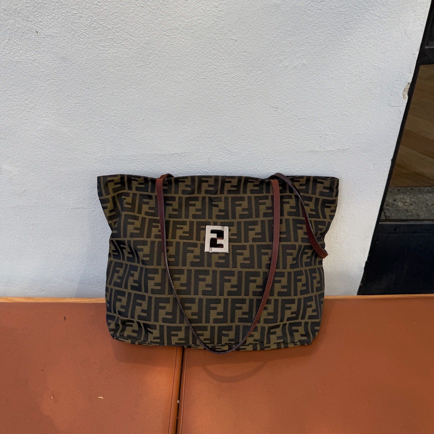Fendi Zucca Metal Logo Tote