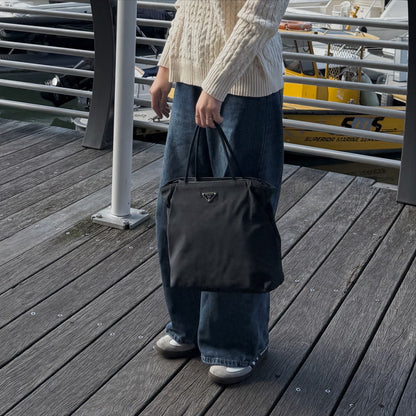 PRADA Black Tessuto Nylon Tote Bag