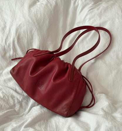 Loewe Vintage Drawstring Shoulder Bag - Red Leather