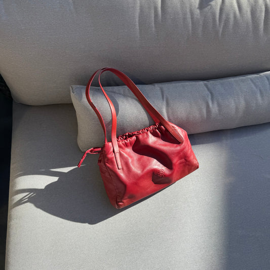 Loewe Vintage Drawstring Shoulder Bag - Red Leather