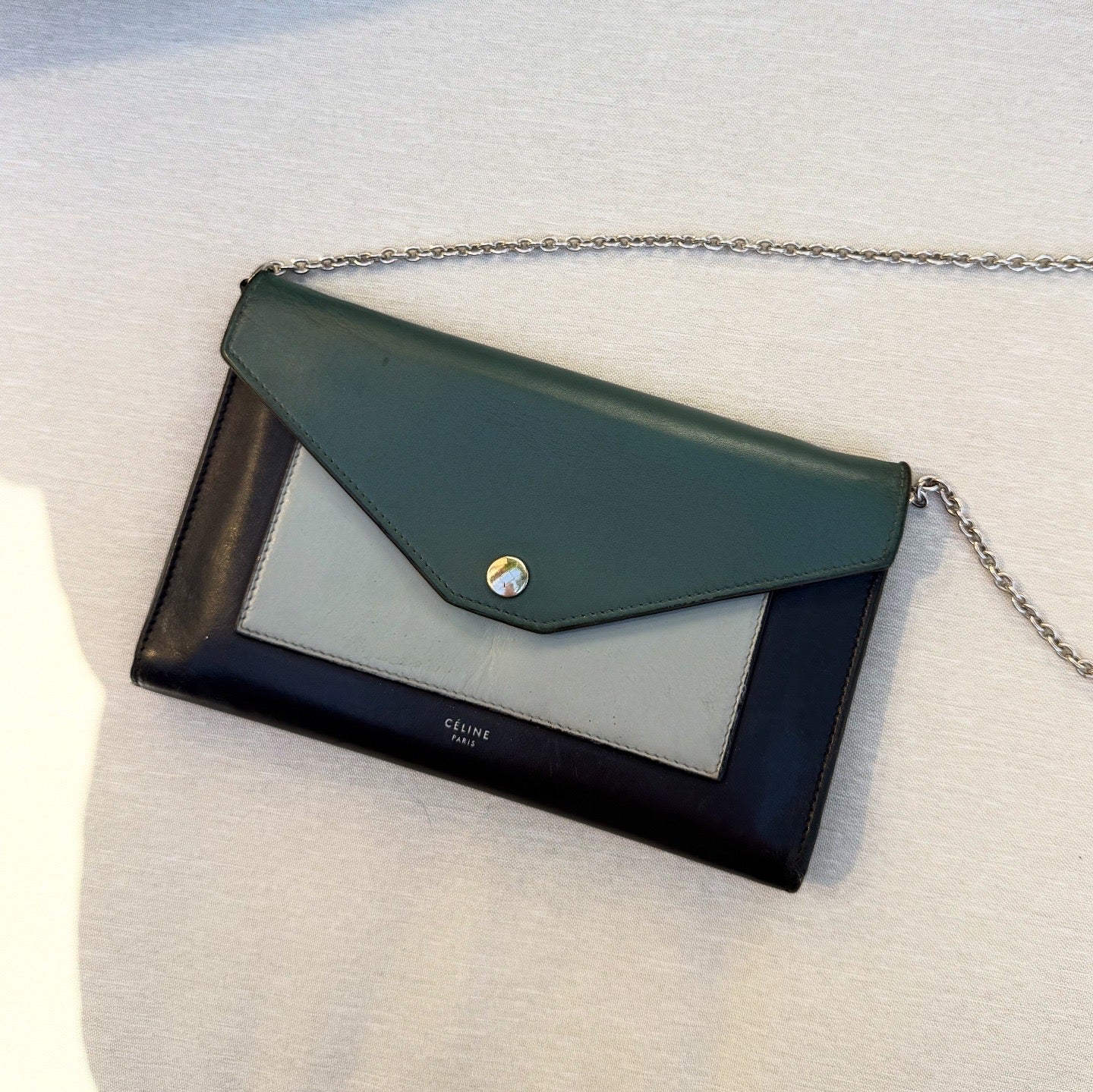 Celine Leather Pocket Envelope Flap Bag