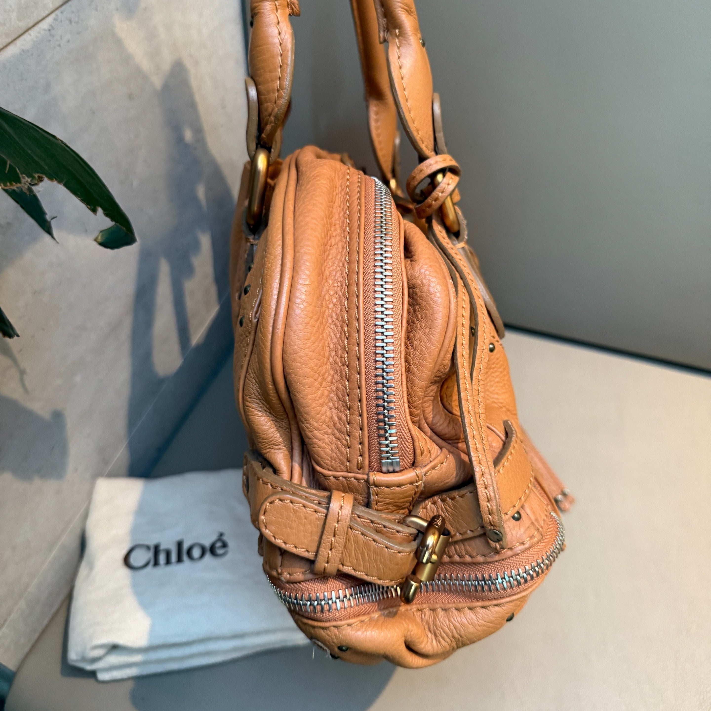 Chloé Calfskin Paddington Satchel Brown