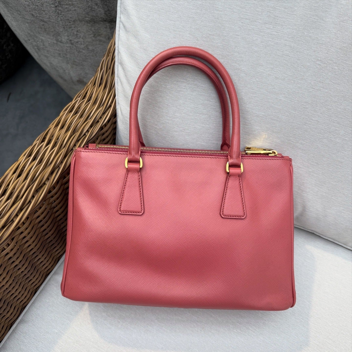 Prada Saffiano Lux Galleria Double Zip Tote Pink