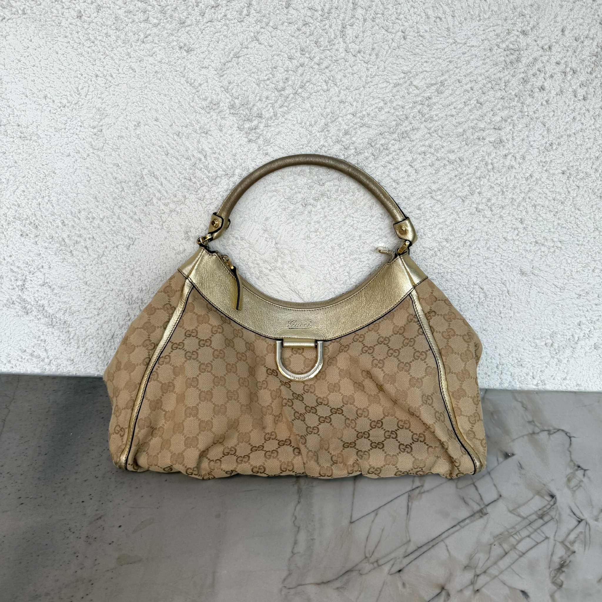 Gucci Abbey D - Ring Monogram Canvas Hobo Bag