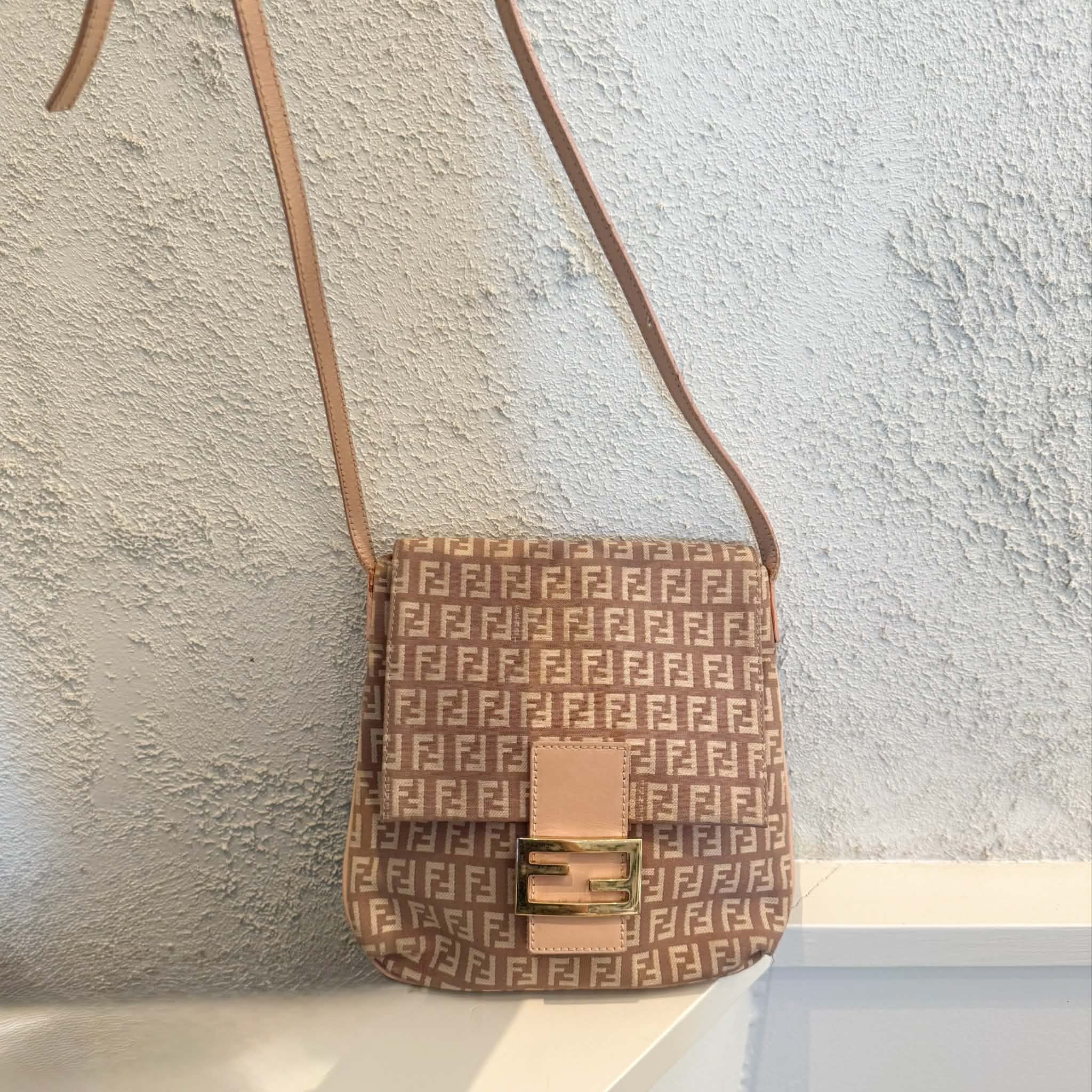 Fendi Zucchino Pink FF Messenger Bag Vintage