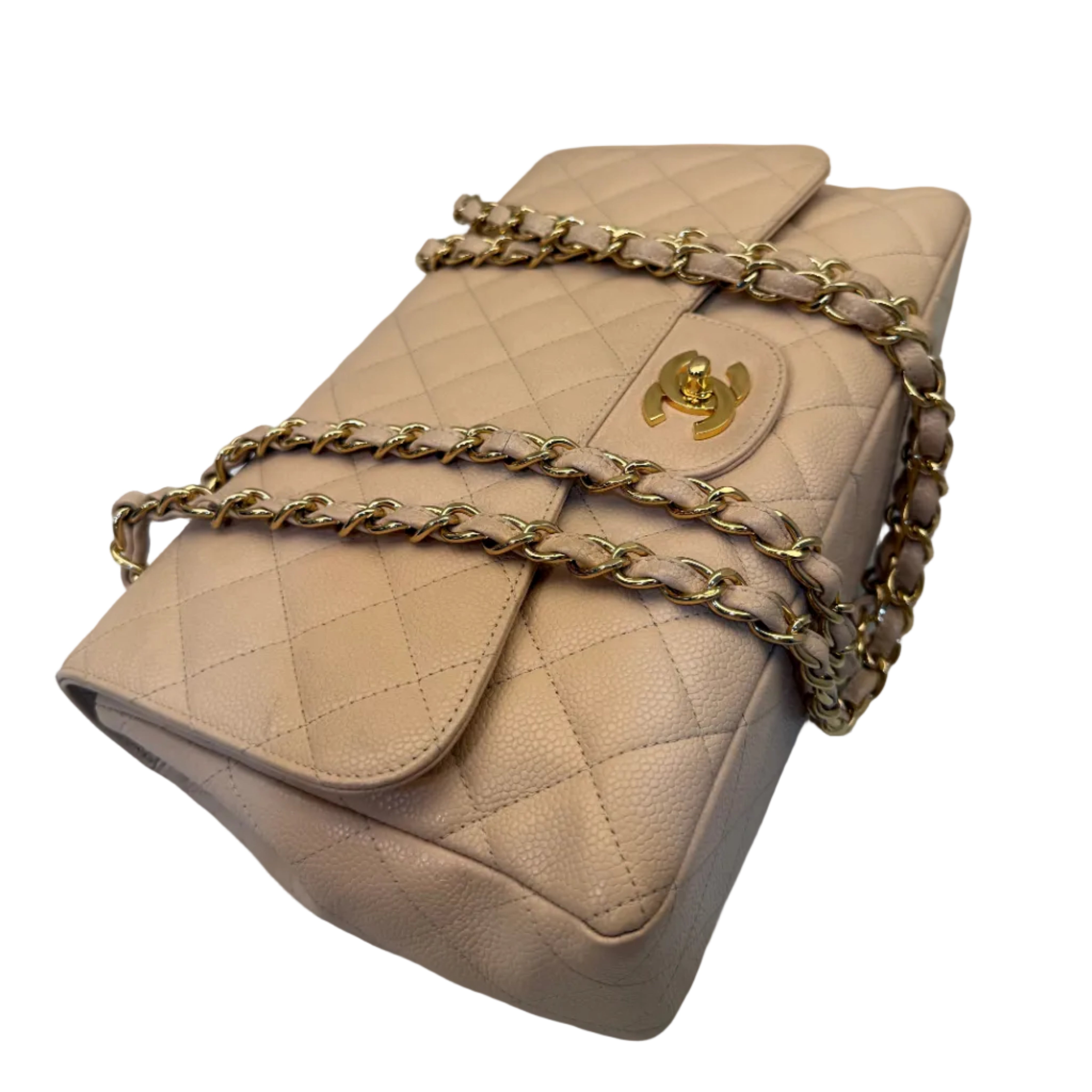 Chanel Classic Flap Jumbo Beige Caviar Bag