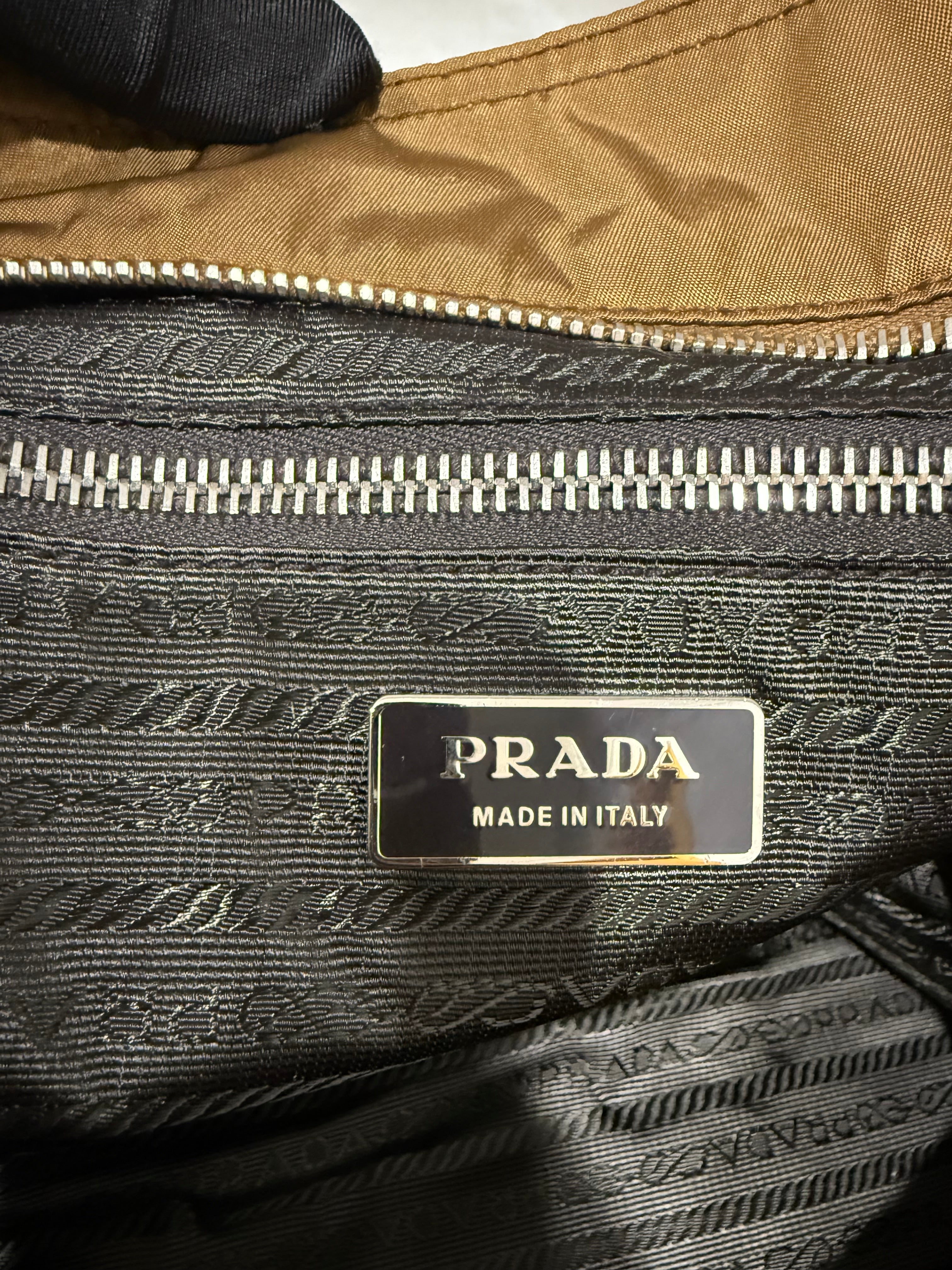 PRADA Bolso Tote Nylon Cuero Caqui