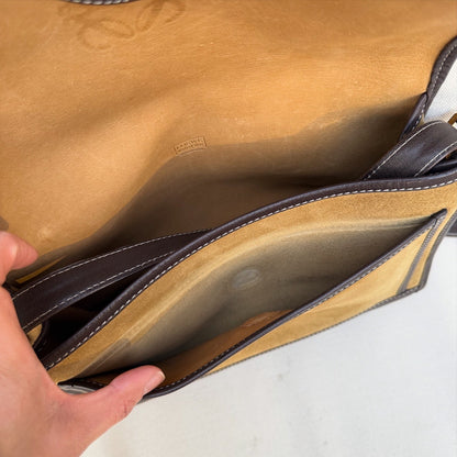 LOEWE Anagram Shoulder Bag Suede Camel