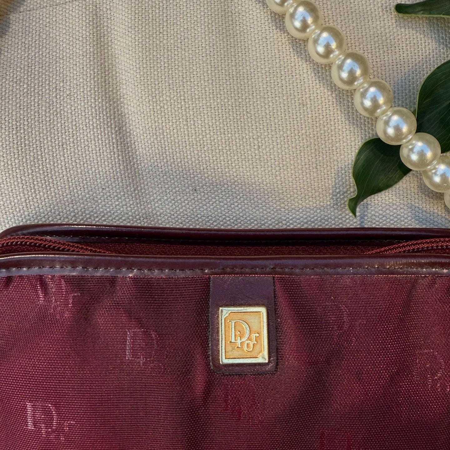 Dior Vintage Pochette Monogramme Bordeaux Logo