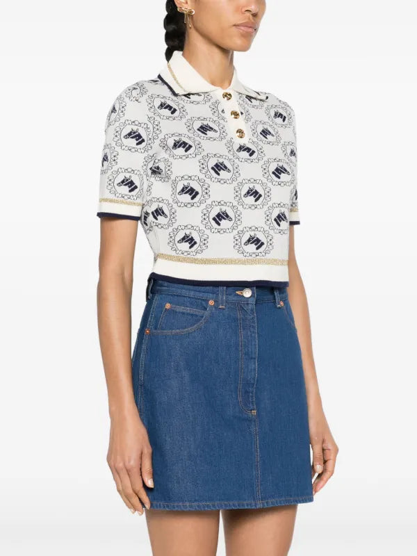 GUCCI Equestrian - Jacquard Polo Top