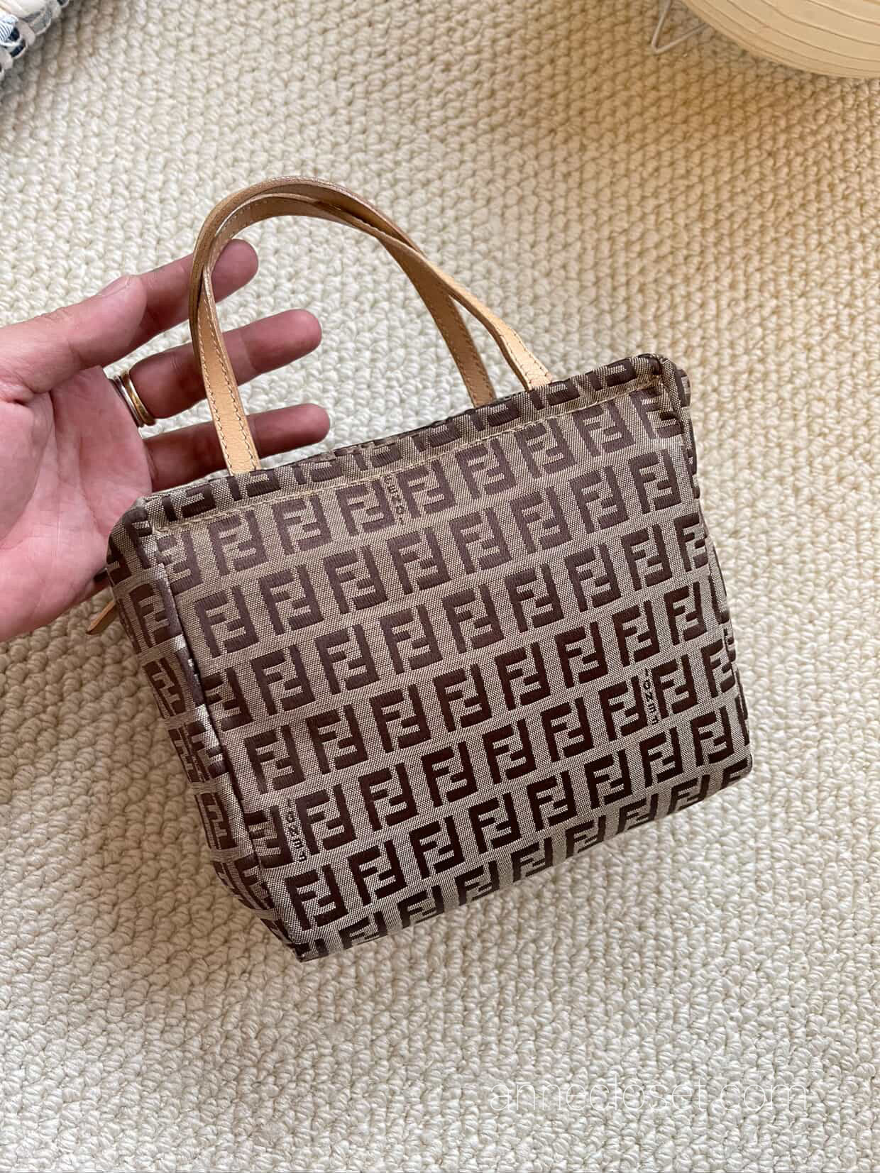 Fendi Vintage Brown Zucchino Canvas Handbag Brown