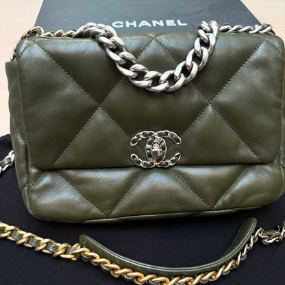 Chanel 19 Flap in Olive Green Lambskin