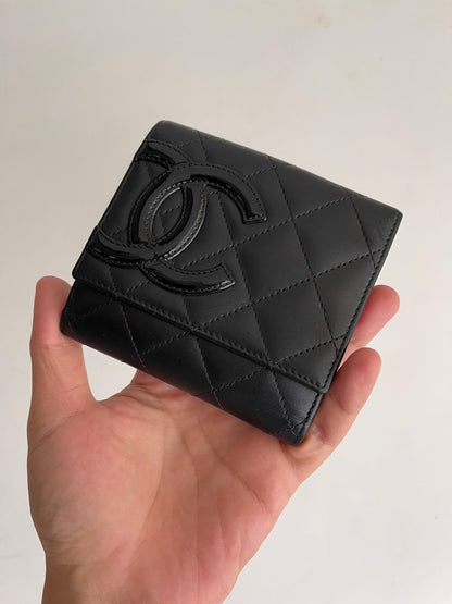 Chanel Cambon Compact Wallet Purse Black