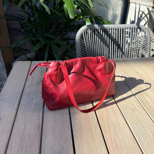 Loewe Vintage Drawstring Shoulder Bag - Red Leather