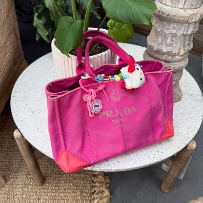 Prada Pink Denim Canapa Logo Tote