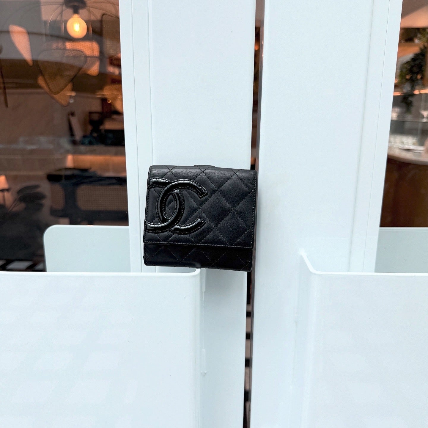 Chanel Cambon Compact Wallet Purse Black