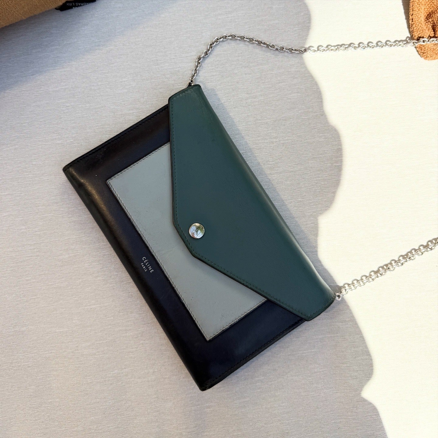 Celine Leather Pocket Envelope Flap Bag