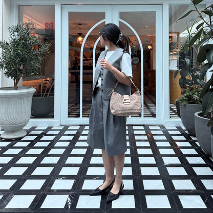 Fendi Light Pink Zucchino Baguette Shoulder Bag