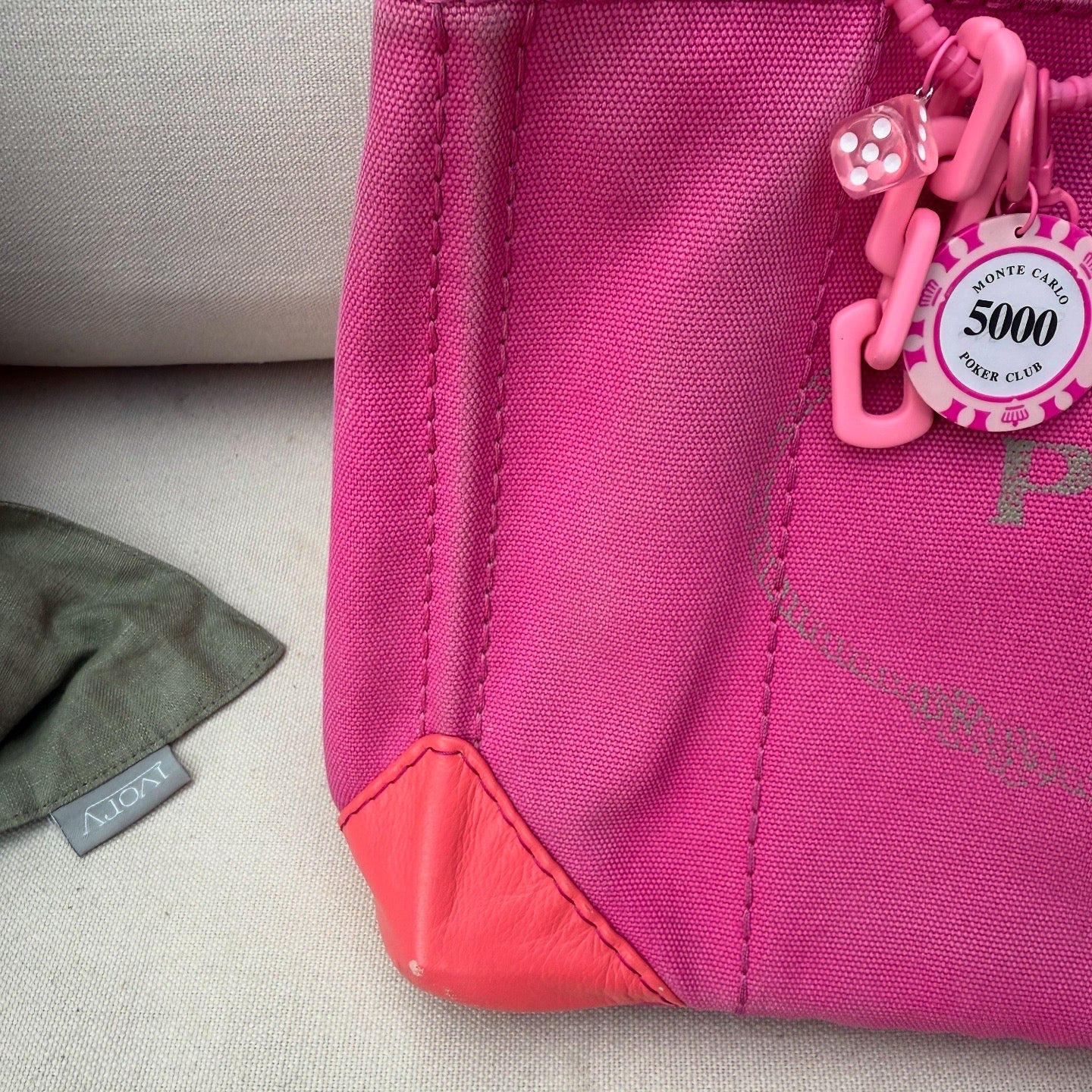 Prada Pink Denim Canapa Logo Tote