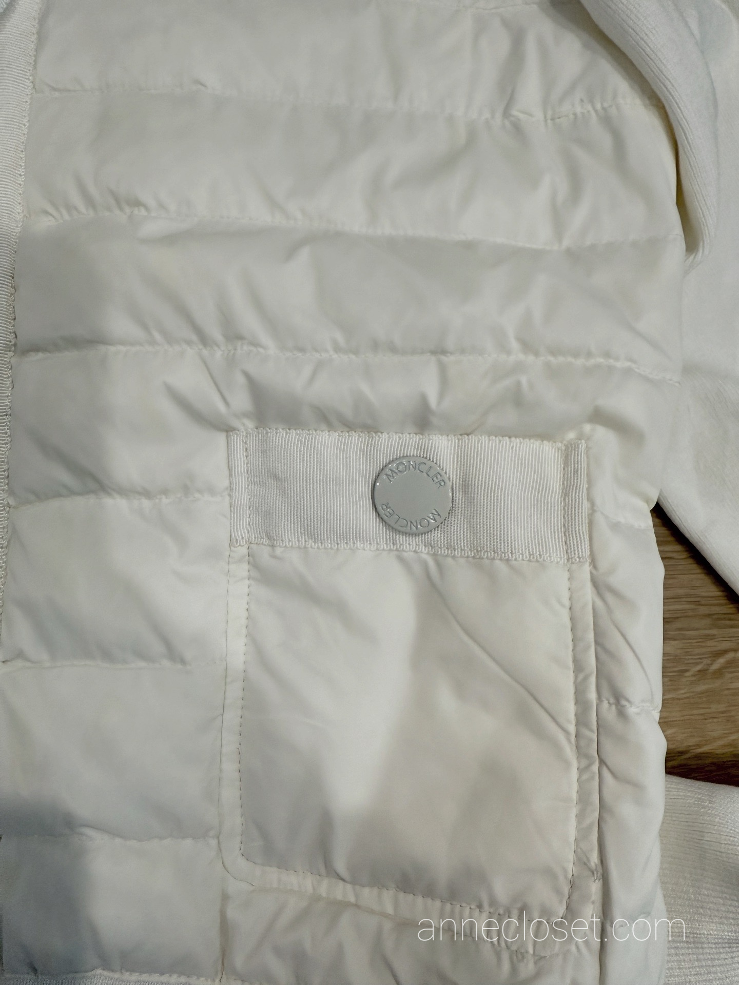 Moncler White Wool Padded Tricot Cardigan