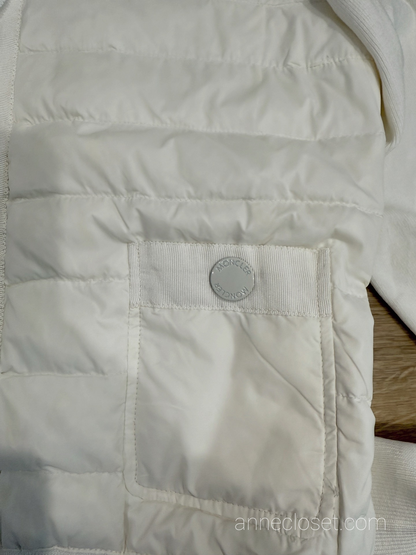 Moncler White Wool Padded Tricot Cardigan