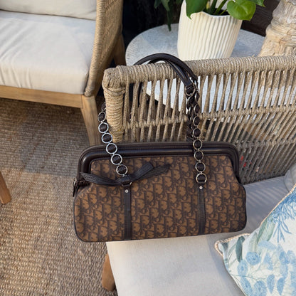 Dior Romantique Brown Trotter Ribbon Handbag