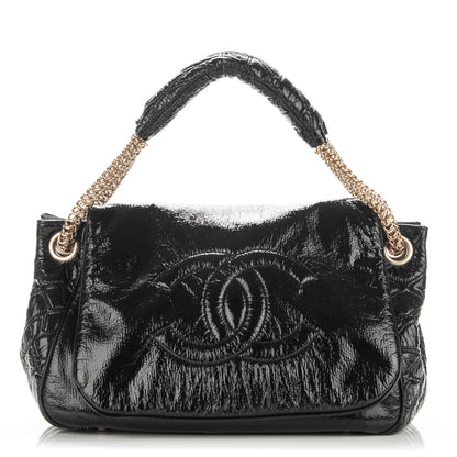 Chanel Rodeo Drive Flap Bag Chain Patent Leather Black