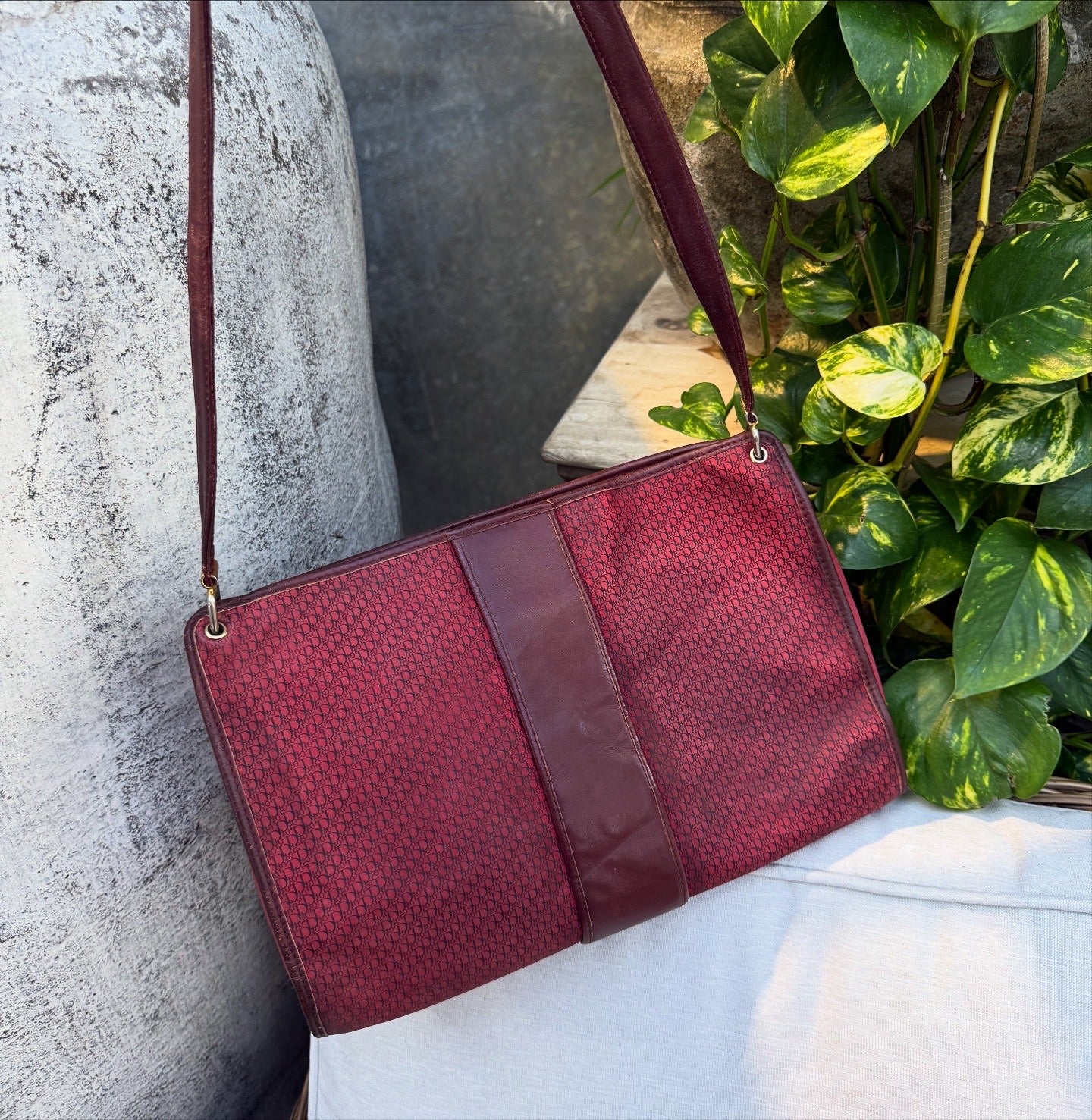 Dior Burgundy Shoulder Bag
