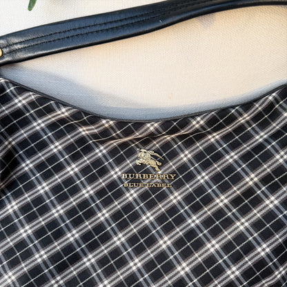 Burberry Black/White Nova Check Canvas and Leather Buckle Hobo