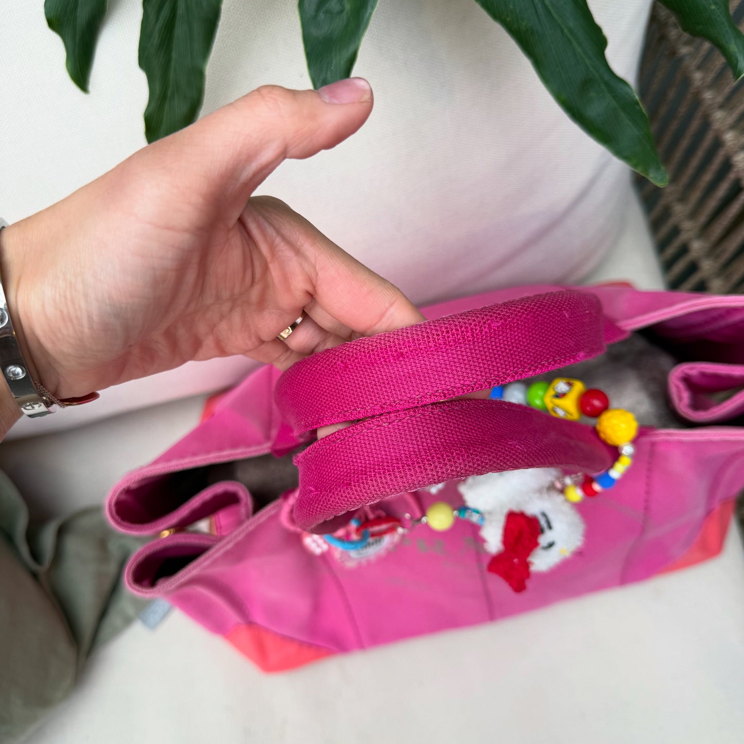 Prada Pink Denim Canapa Logo Tote