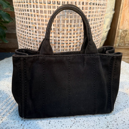 Prada Canapa 2way Tote Bag Shoulder Bag Denim Black