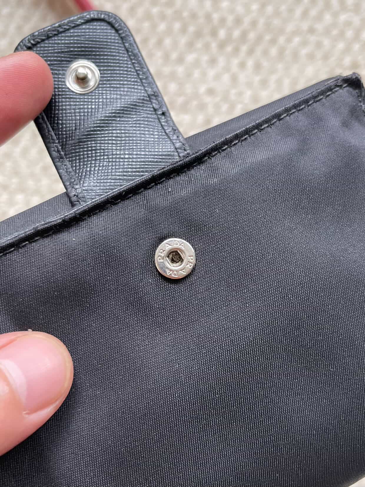 Prada Tri-fold Wallet in Black Nylon and Leather