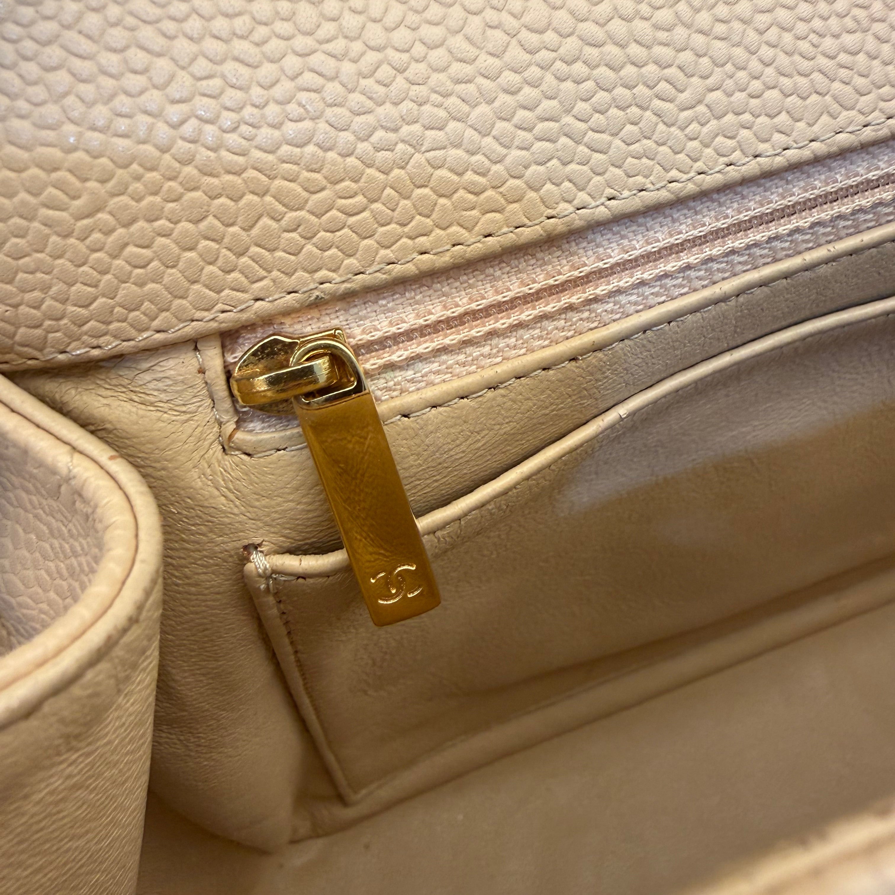 Chanel Classic Flap Jumbo Beige Caviar Bag