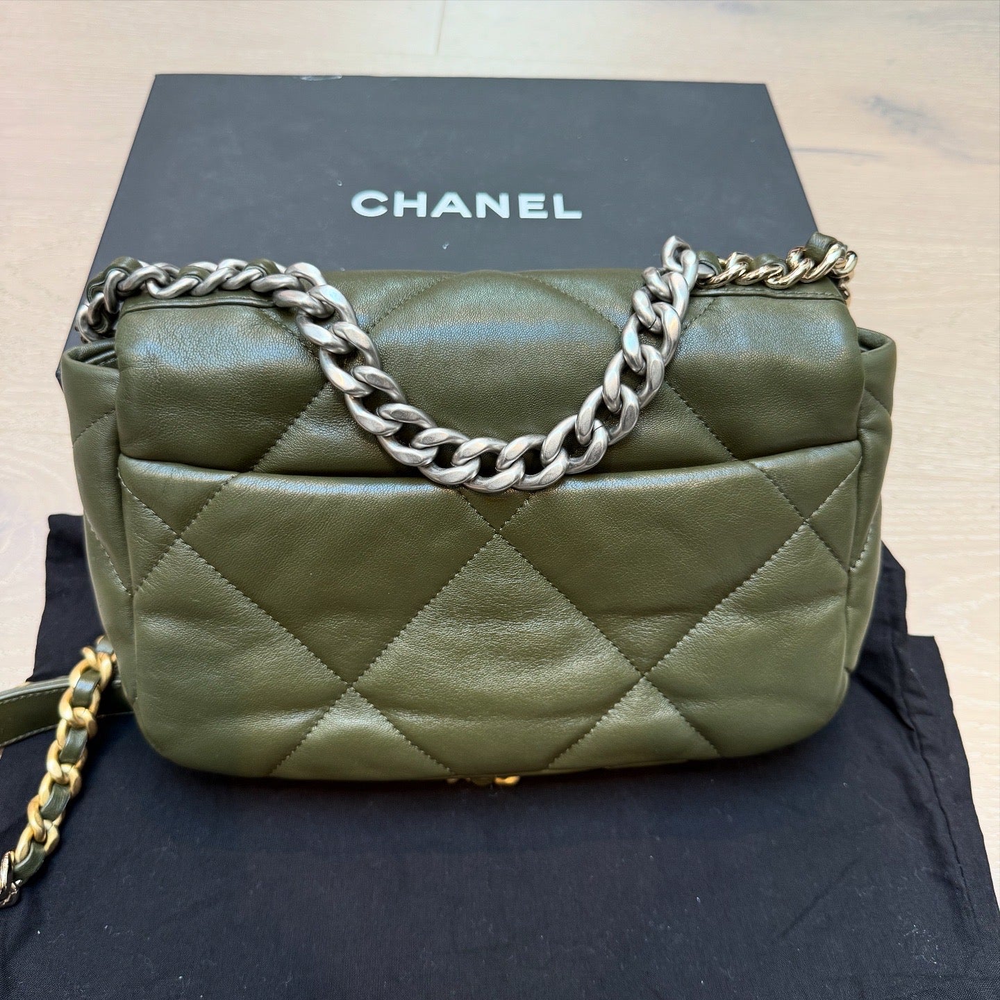 Chanel 19 Flap in Olive Green Lambskin