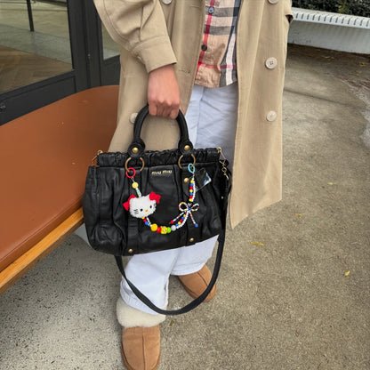 Miu Miu Vitello Black Top Handle Satchel