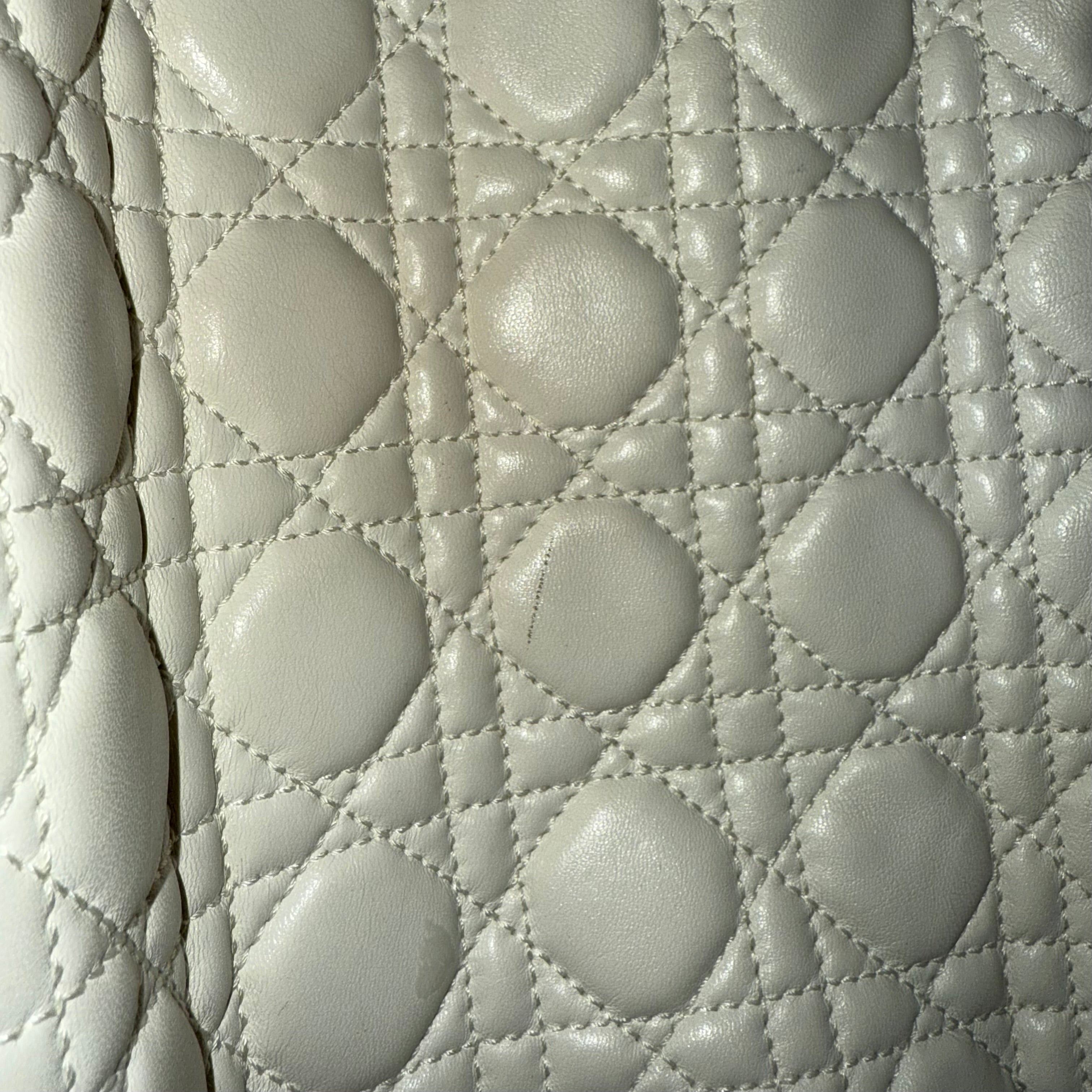 Christian Dior White Cannage Leather Chri Chri Tote Bag