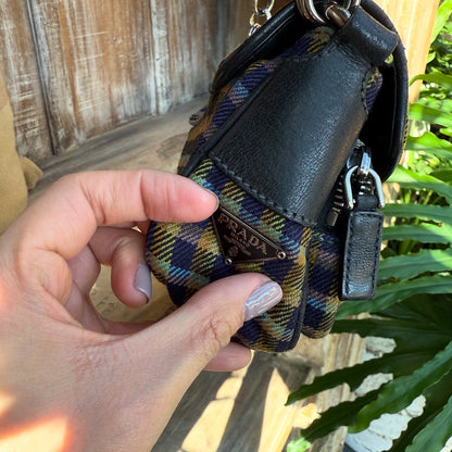 Prada Multicolor Plaid Wool Small Evening Bag
