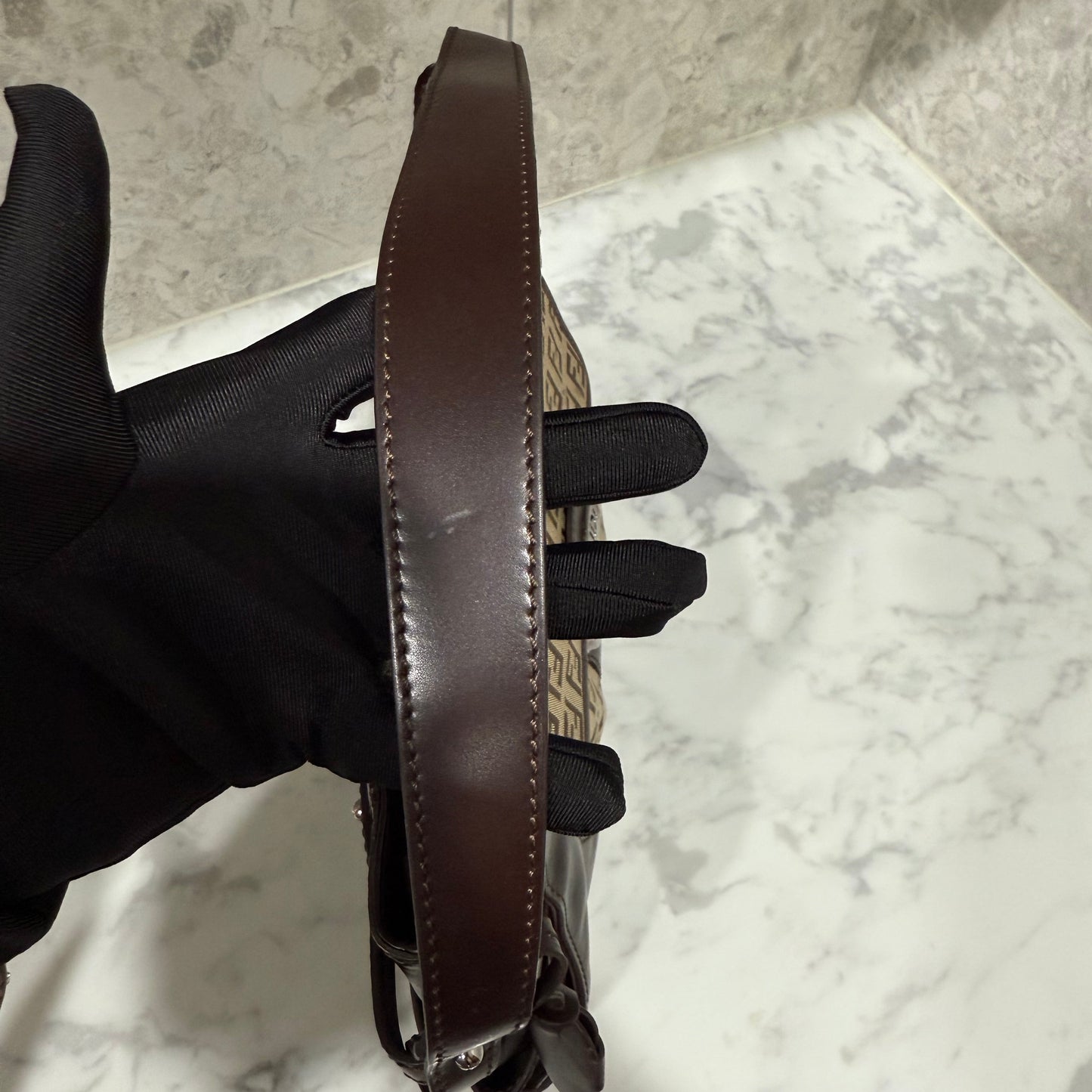 Fendi Zucchino Canvas and Leather Borsa Tuc Hobo