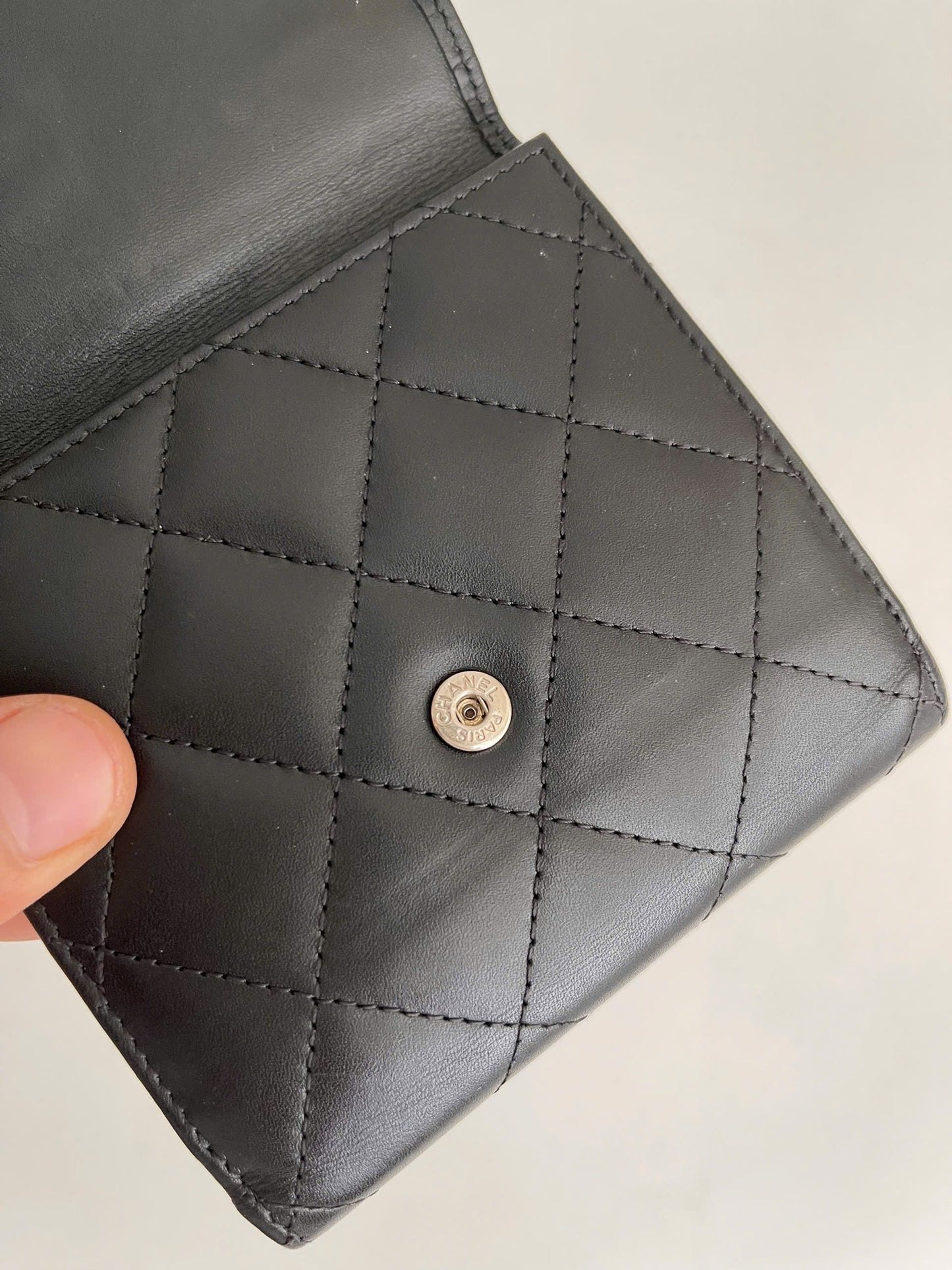 Chanel Cambon Compact Wallet Purse Black